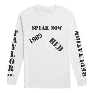 Taylor Swift AMA Awards Show White Black Long Sleeve Albums Tee Size Medium